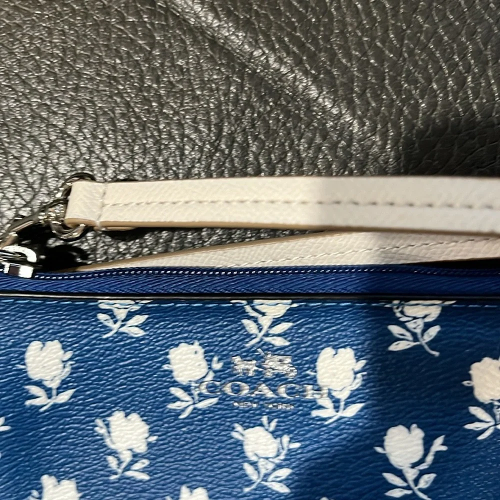 Coach blue floral small wristlet